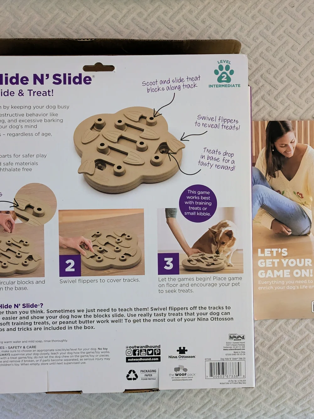 Outward Hound Dog Hide N' Slide Interactive Treat Puzzle - Tan